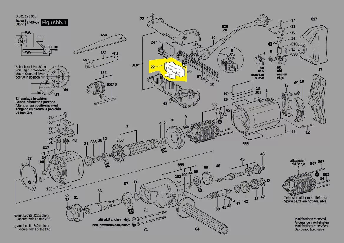 Interrupteur réf. 1 607 200 075 Bosch